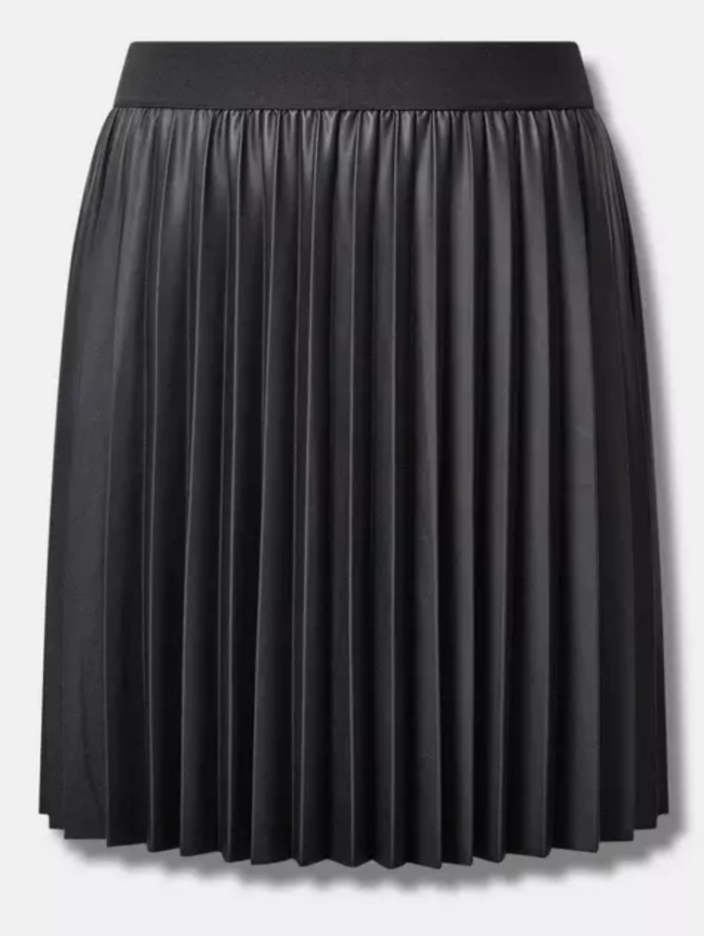 TORRID 6X Black At The Knee PU Pleated Skirt